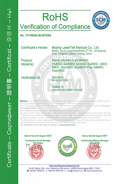 lasertell rohs electrical safety standard