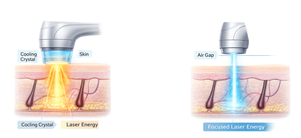 non contact system laser 755+1064nm alex alexandrite hair removal machine