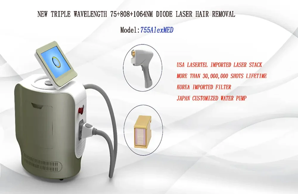 755alexmed diode laser hair removal machine with multi wavelength technology
