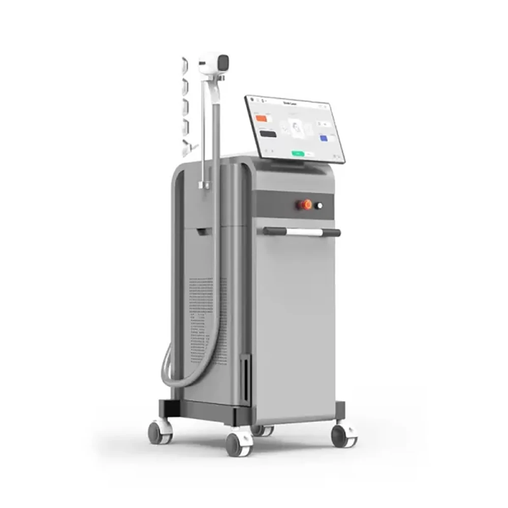 High-power diode laser hair removal machine with touchscreen display for professional aesthetic clinics