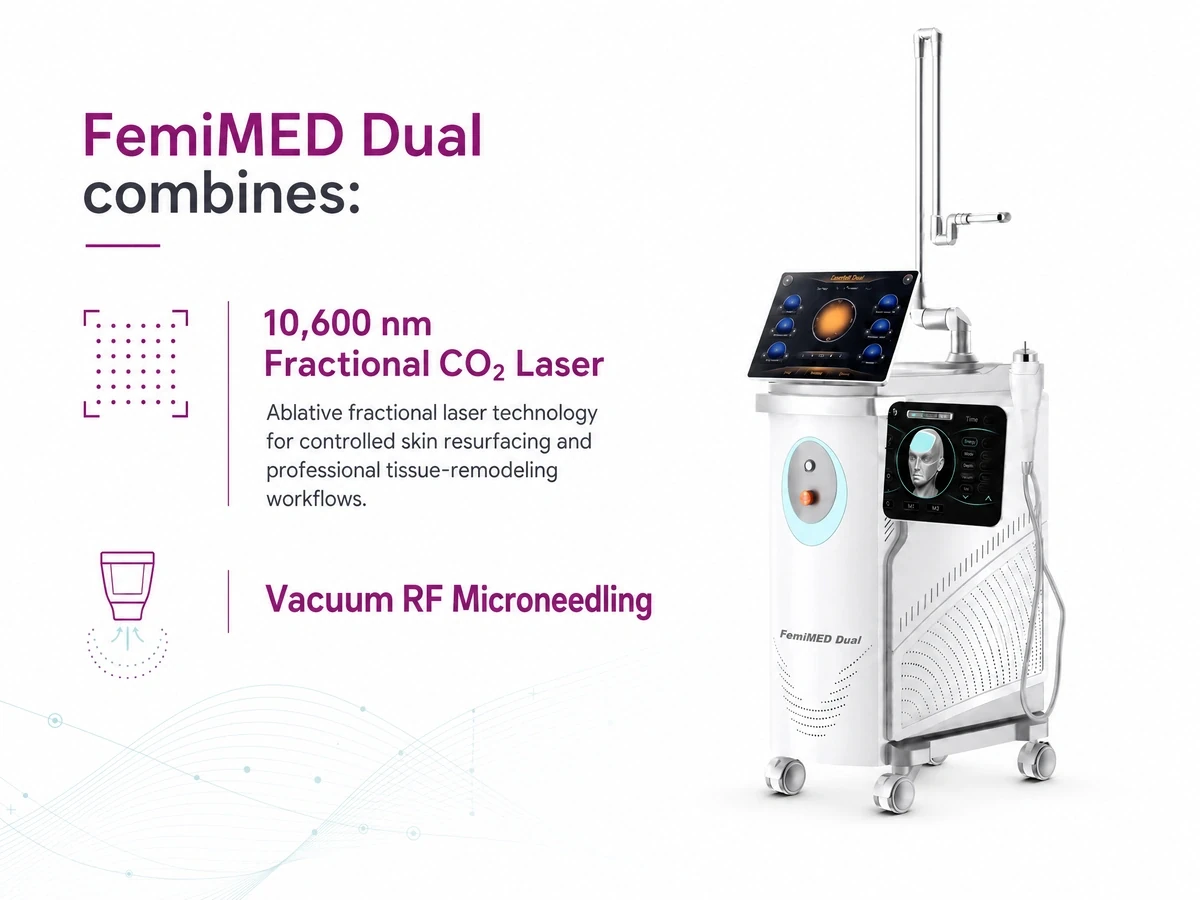 femimed® dual — 75w fractional co₂ laser & vacuum rf microneedling system
