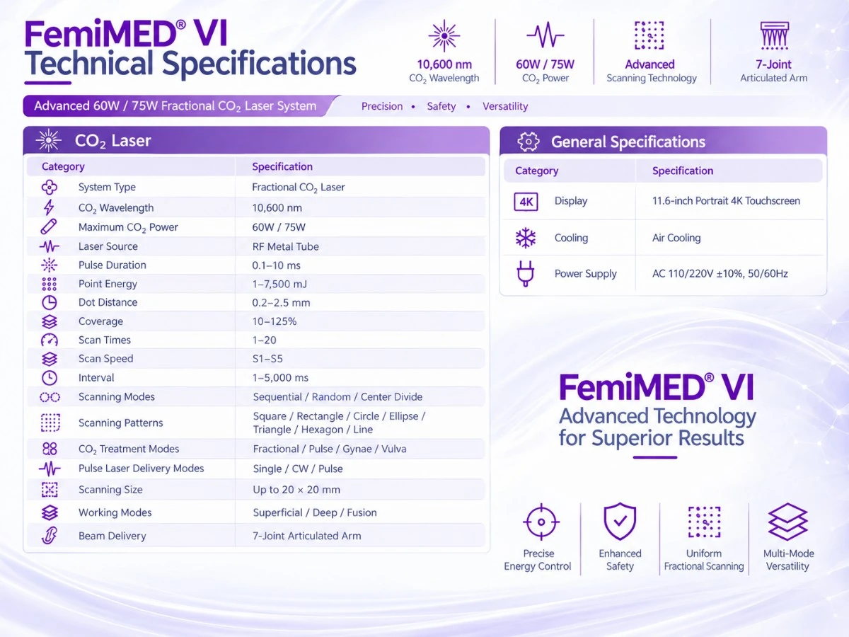 femimed vi — 60w / 75w advanced fractional co₂ laser system