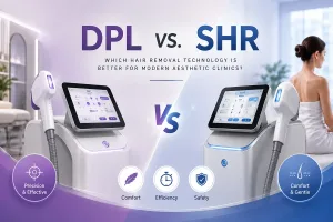 Comparison of DPL and SHR professional hair removal machines for aesthetic clinics.